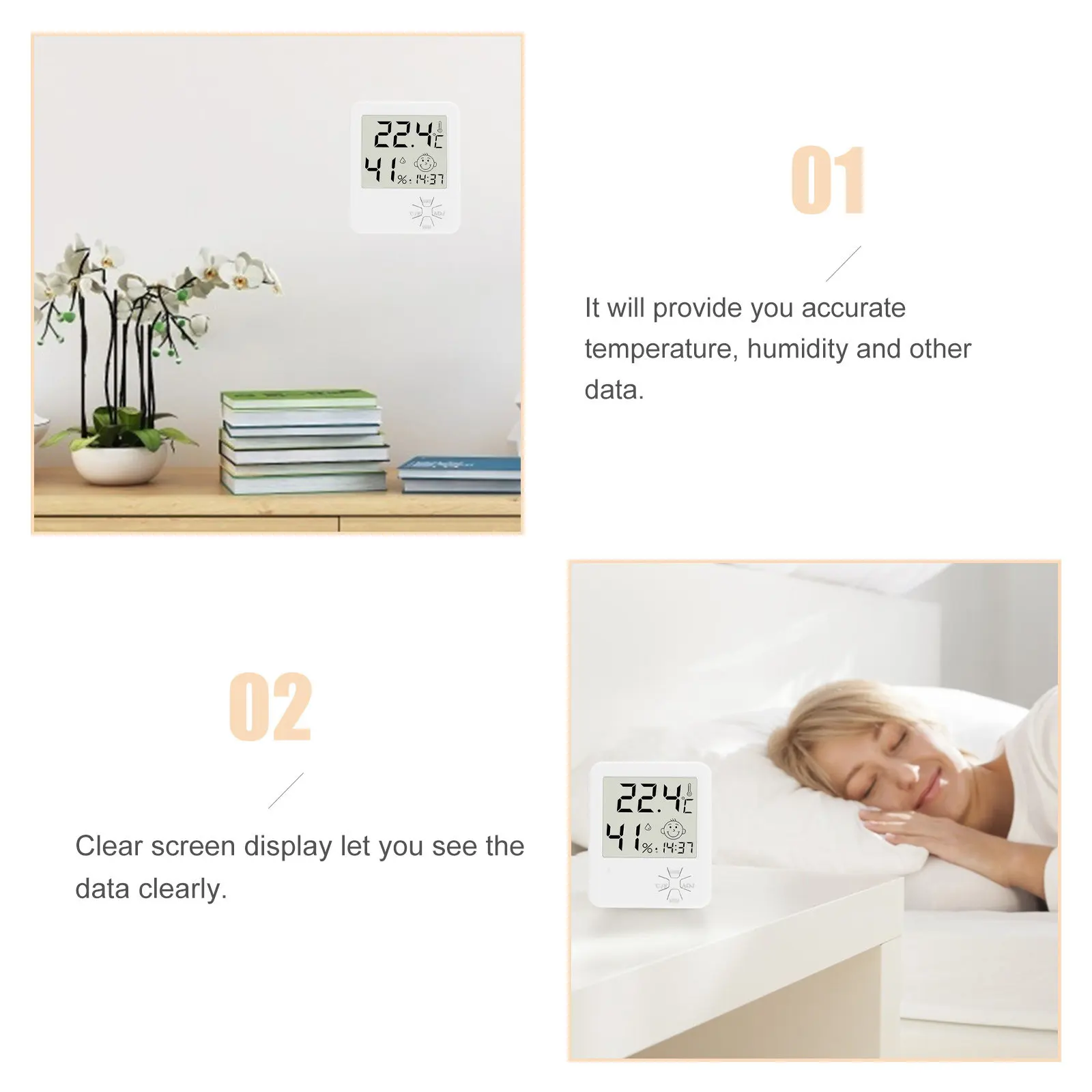 Цифровой гигротермограф: точный комнатный термометр без четкого дисплея, для настенного и настольного использования.
Цифровой гигротермограф: точный комнатный термометр без четкого дисплея, для настенного и настольного использования.