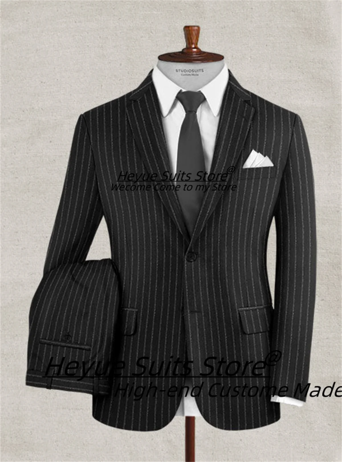 Business Black Stripe Men Suits Slim Fit Notched Lapel Groom Wedding Tuxedos 2 Pieces Sets Classic Male Blazers Costume Homme
Business Black Stripe Men Suits Slim Fit Notched Lapel Groom Wedding Tuxedos 2 Pieces Sets Classic Male Blazers Costume Homme