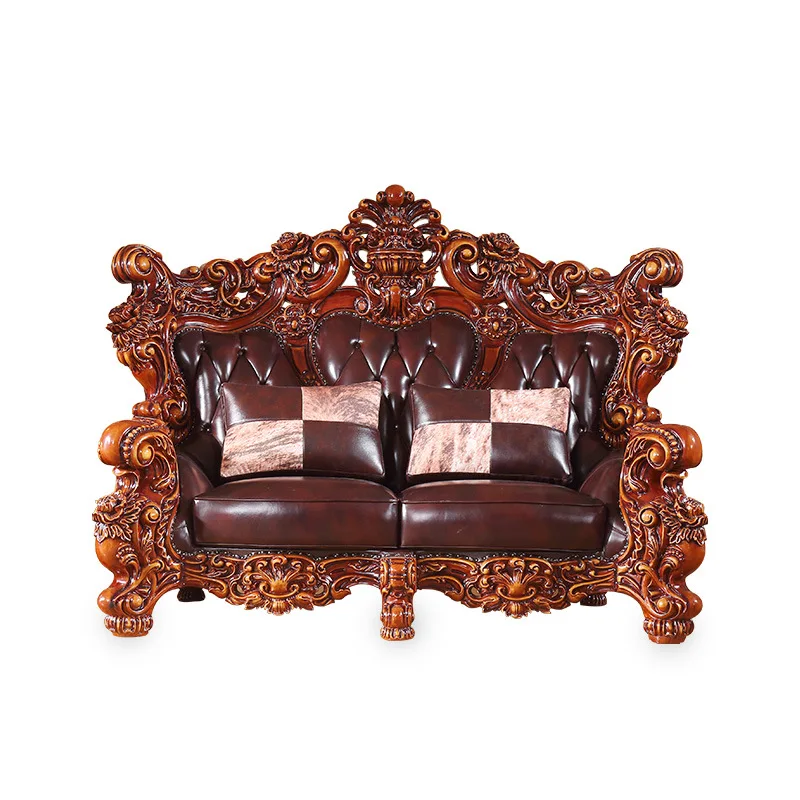 European leather sofa, American villa living room solid wood water-based paint 123 combination sofa domineering luxury set
European leather sofa, American villa living room solid wood water-based paint 123 combination sofa domineering luxury set