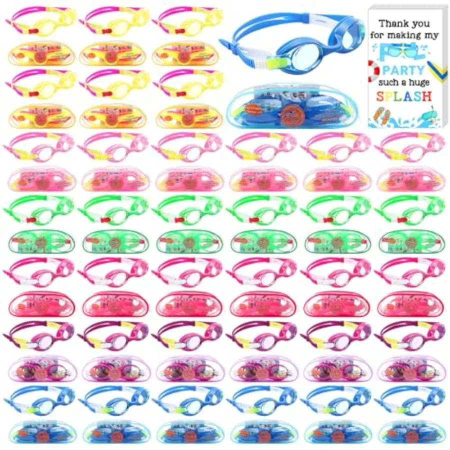 Swim Goggles for Summer Pool Party, Anti-Fog PVC Lens, Blue/Black, 36-Set Bulk Gift with Thank You Card
Swim Goggles for Summer Pool Party, Anti-Fog PVC Lens, Blue/Black, 36-Set Bulk Gift with Thank You Card