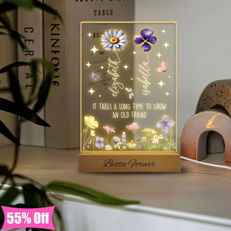 Современное украшение для спальни, акриловый светодиодный ночник на заказ, персонализированный цветочный текст, многоцветная деревянная основа, окружающий свет, подарок 
Современное украшение для спальни, акриловый светодиодный ночник на заказ, персонализированный цветочный текст, многоцветная деревянная основа, окружающий свет, подарок