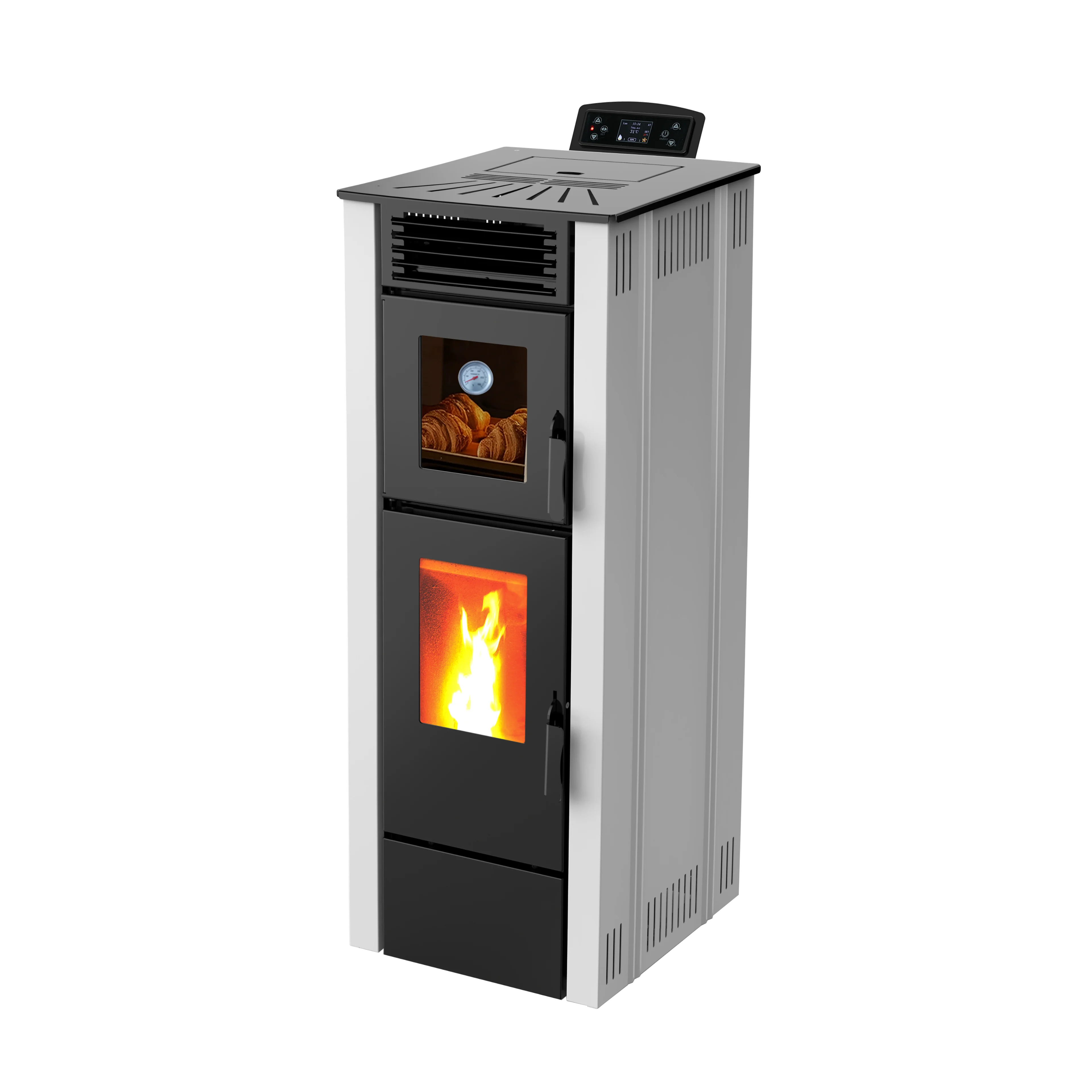 Modern Automatic Wifi Control Steel Biomass Pellet Stove with Oven for Dining Hotels Villas Pellet Cooking Fireplace
Modern Automatic Wifi Control Steel Biomass Pellet Stove with Oven for Dining Hotels Villas Pellet Cooking Fireplace
