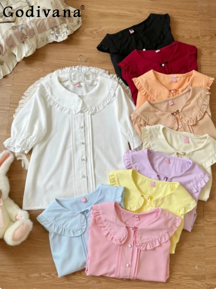 2026 Japanese Sweet Plus Size Lolita Peter Pan Collar Short Sleeve Shirt Cute Ruffles Versatile Age-reducing Loose Daily Shirts
2026 Japanese Sweet Plus Size Lolita Peter Pan Collar Short Sleeve Shirt Cute Ruffles Versatile Age-reducing Loose Daily Shirts