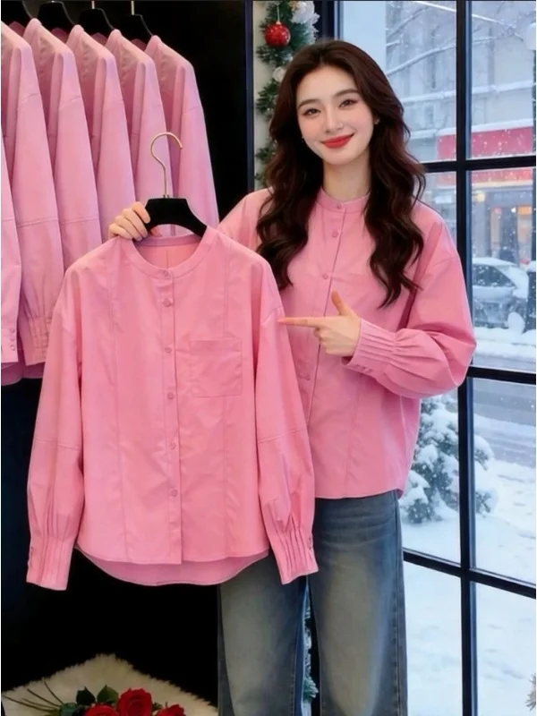 Elegant Pink round Neck Shirt Women's Fashion Design Spring Casual Knitted Soft Medium Thick Breathable Long Sleeve Shirt
Elegant Pink round Neck Shirt Women's Fashion Design Spring Casual Knitted Soft Medium Thick Breathable Long Sleeve Shirt