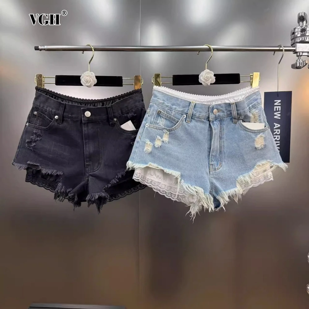 VGH Ripped Fake Two Piece Set Pant for Women High Waist Patchwork Lace Edge Slimming Design Hot Girl Summer Shorts Female Style
VGH Ripped Fake Two Piece Set Pant for Women High Waist Patchwork Lace Edge Slimming Design Hot Girl Summer Shorts Female Style