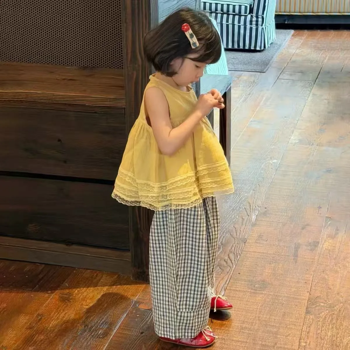 New Arrival Toddler Girl Frill Lace Doll Blouse, Lattice Trousers Casual Matching Suit for 90-140cm
New Arrival Toddler Girl Frill Lace Doll Blouse, Lattice Trousers Casual Matching Suit for 90-140cm
