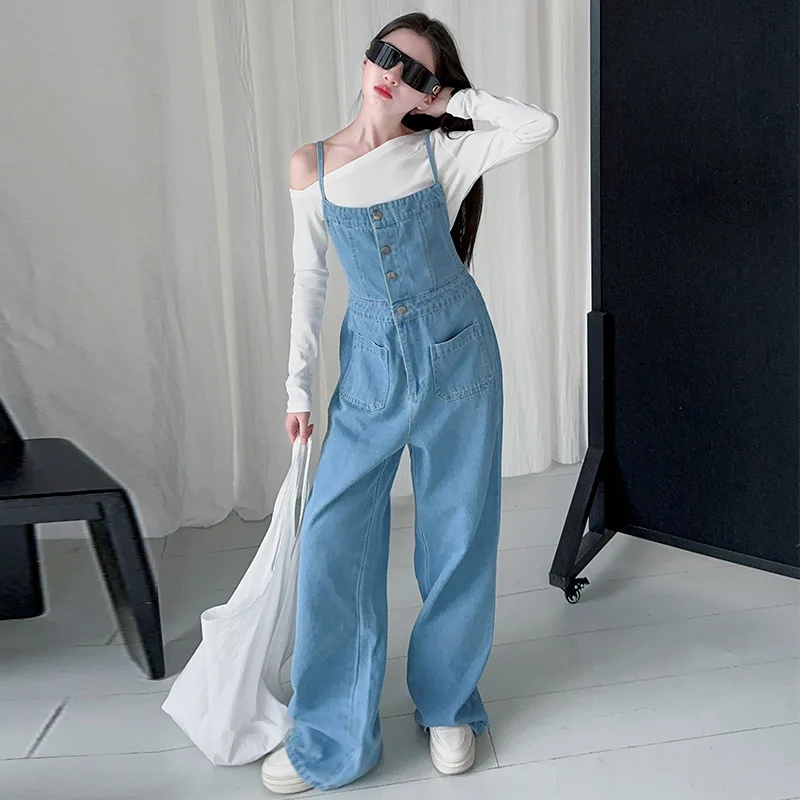 Autumn Junior Girls Two Piece Suits Korean Children Girls Solid Long Sleeves T-shirt 4-14Y Girls Button Denim Pant Kid Girls Set
Autumn Junior Girls Two Piece Suits Korean Children Girls Solid Long Sleeves T-shirt 4-14Y Girls Button Denim Pant Kid Girls Set