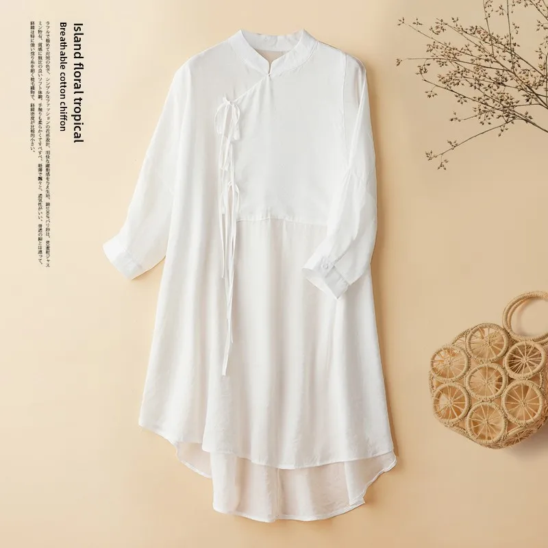 Lightweight Pure Color Splicing Flax Shirt Large Size Women's Stand Collar Short Sleeve Uneven Hem Loose Fit Summer Top
Lightweight Pure Color Splicing Flax Shirt Large Size Women's Stand Collar Short Sleeve Uneven Hem Loose Fit Summer Top