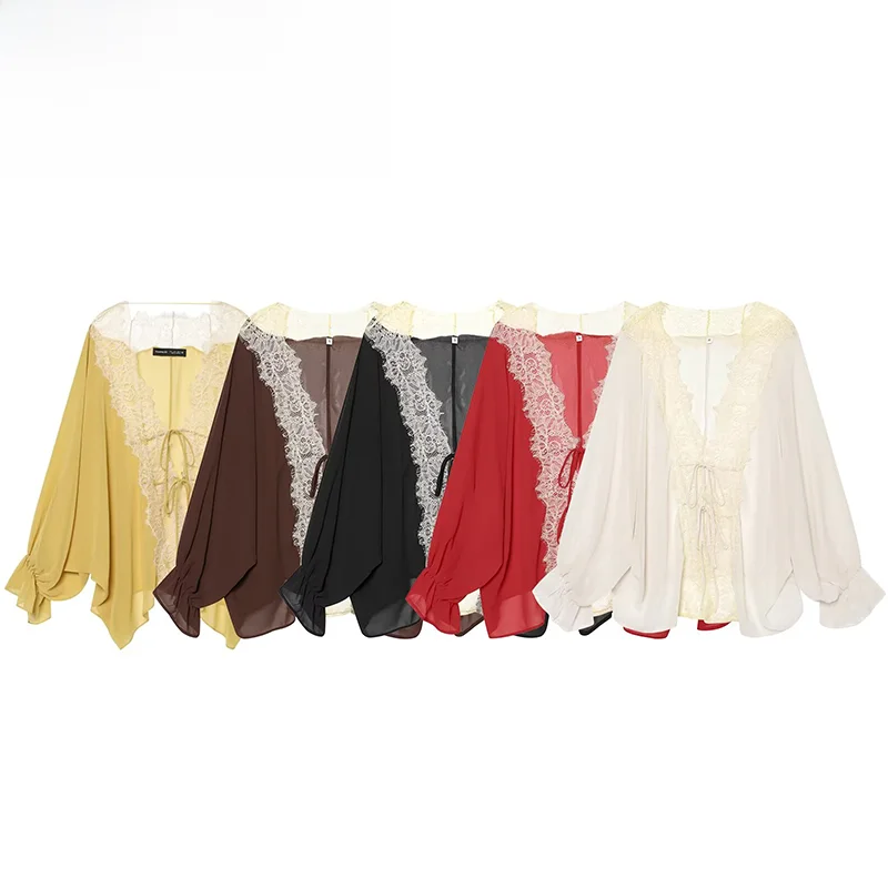 Fashionable Summer New Arrival ZR Women's Asymmetric Transparent Lace Shirt Versatile Stylish 9038 Polyester Long Sleeve Blouse
Fashionable Summer New Arrival ZR Women's Asymmetric Transparent Lace Shirt Versatile Stylish 9038 Polyester Long Sleeve Blouse