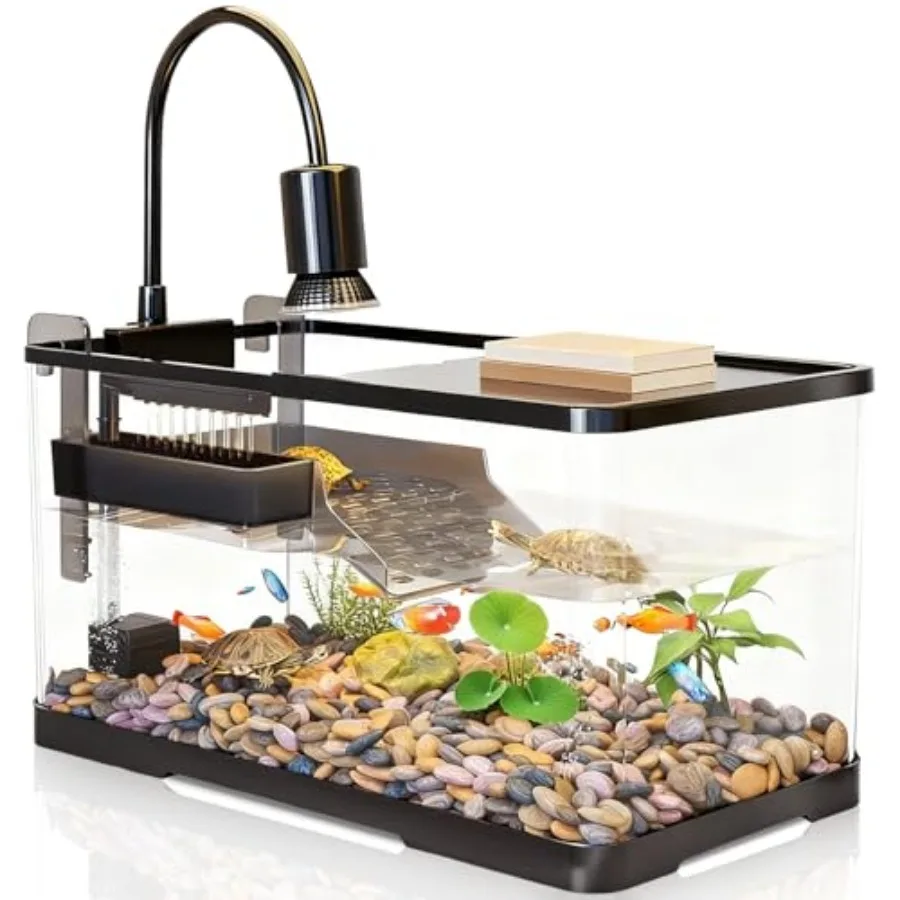 Tank + Light +Pump + Filter + Filter Balls Turtle Tank Kit, Turtle Tank Starter Kit, Bottom Drainage, Multi-Function Areas for
Tank + Light +Pump + Filter + Filter Balls Turtle Tank Kit, Turtle Tank Starter Kit, Bottom Drainage, Multi-Function Areas for