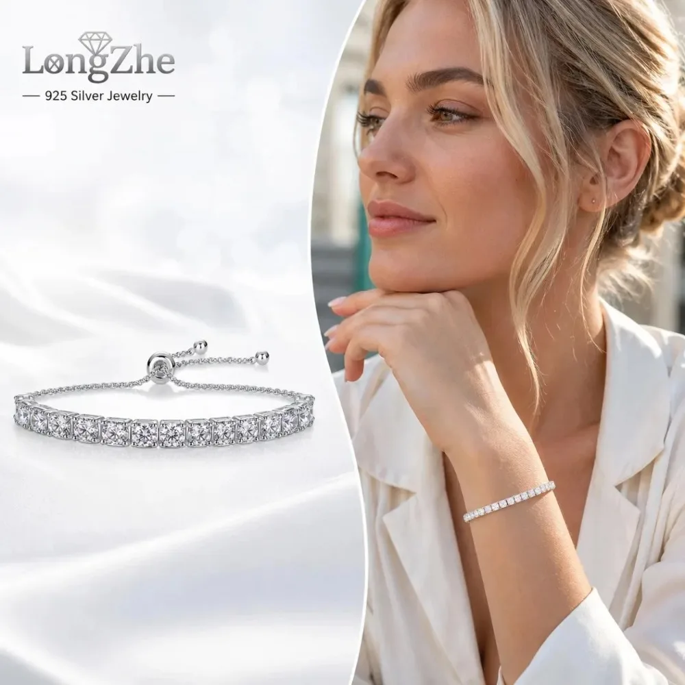 S925 Silver Moissanite Tennis Bracelet 3mm 4mm 5mm Round Cut Adjustable Bolo Chain For Women Anniversary Gift Fine Jewelry
S925 Silver Moissanite Tennis Bracelet 3mm 4mm 5mm Round Cut Adjustable Bolo Chain For Women Anniversary Gift Fine Jewelry