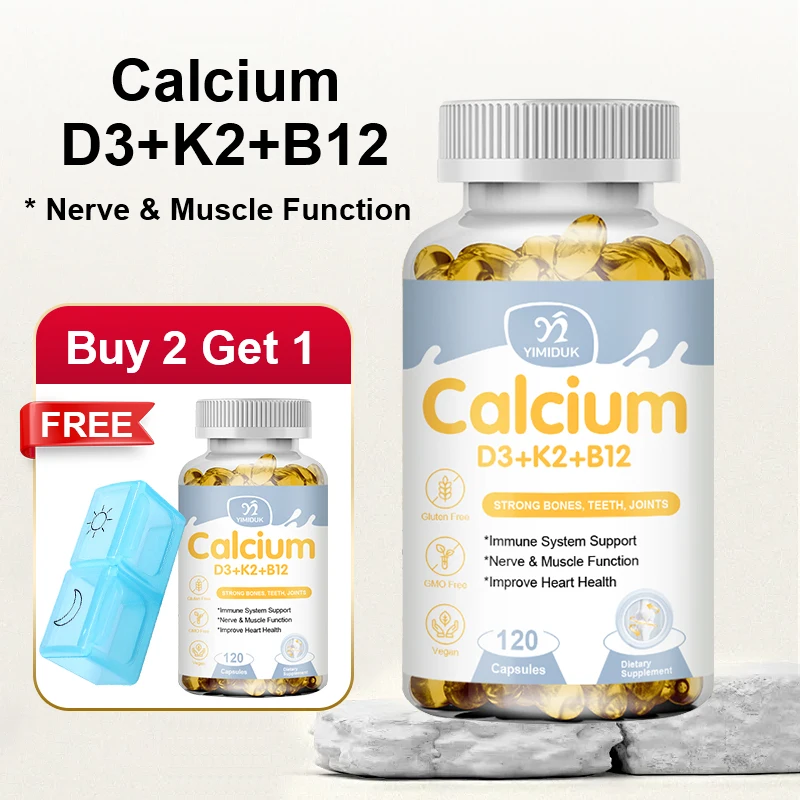 YIMIDUK Calcium Supplement, with D3 K2 B12, Supports Strong Bones & Teeth, Calcium Absorption, Muscle Function & Heart Health
YIMIDUK Calcium Supplement, with D3 K2 B12, Supports Strong Bones & Teeth, Calcium Absorption, Muscle Function & Heart Health