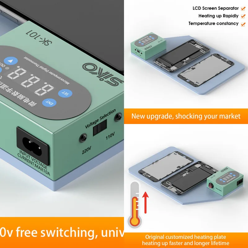 SIKO SK-101 Liquid Crystal Separation Pad Is Used For Rapid Heating For Disassembly And Maintenance Of Mobile Phone Screen.
SIKO SK-101 Liquid Crystal Separation Pad Is Used For Rapid Heating For Disassembly And Maintenance Of Mobile Phone Screen.
