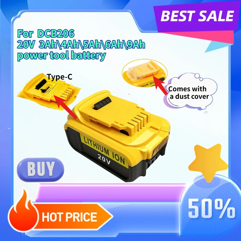 2AH 3Ah 4Ah 5Ah 6Ah 9AH for De wa lt DCB206 20V 6.0Ah power tool battery for drills, angle grinders, and rotary tools batteries
2AH 3Ah 4Ah 5Ah 6Ah 9AH for De wa lt DCB206 20V 6.0Ah power tool battery for drills, angle grinders, and rotary tools batteries