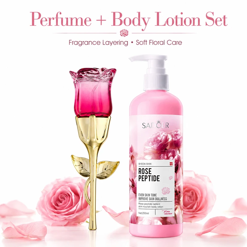 Rose Perfume & Body Lotion Set for Women, Fragrance Layering Duo, Long Lasting Floral Scent Moisturizing Gift Set
Rose Perfume & Body Lotion Set for Women, Fragrance Layering Duo, Long Lasting Floral Scent Moisturizing Gift Set