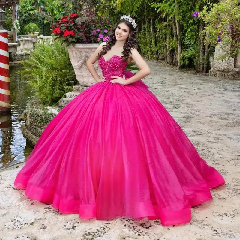 Customized Rose Red Beads Ball Gowns Quinceanera Dress for Girl Off the Shoulder Sweetheart Tulle Vestidos De 15 Anos
Customized Rose Red Beads Ball Gowns Quinceanera Dress for Girl Off the Shoulder Sweetheart Tulle Vestidos De 15 Anos