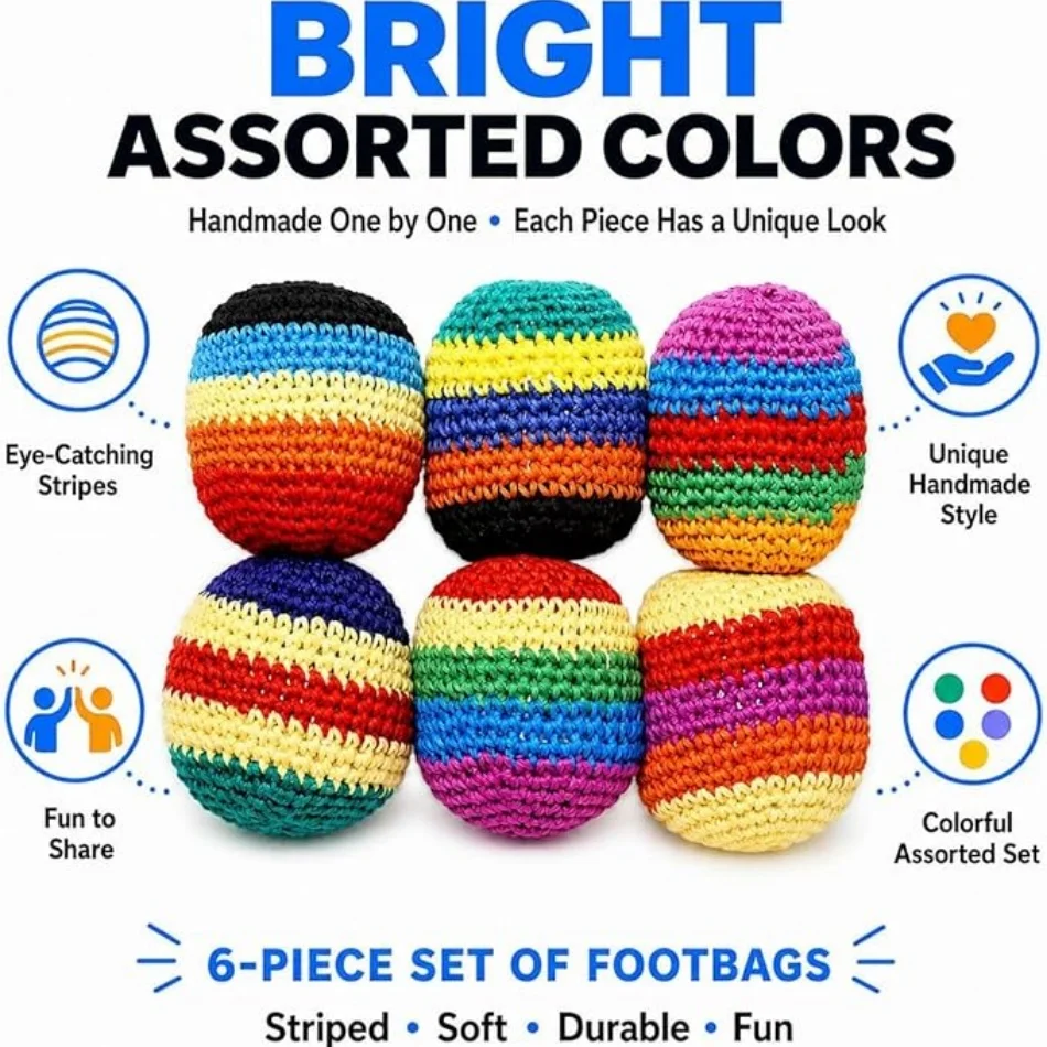 Rainbow Crochet Kickball Set – 6PCS Colorful Handmade Woven Balls, Lightweight Portable Outdoor Game Balls for Backyard, Beach &
Rainbow Crochet Kickball Set – 6PCS Colorful Handmade Woven Balls, Lightweight Portable Outdoor Game Balls for Backyard, Beach &