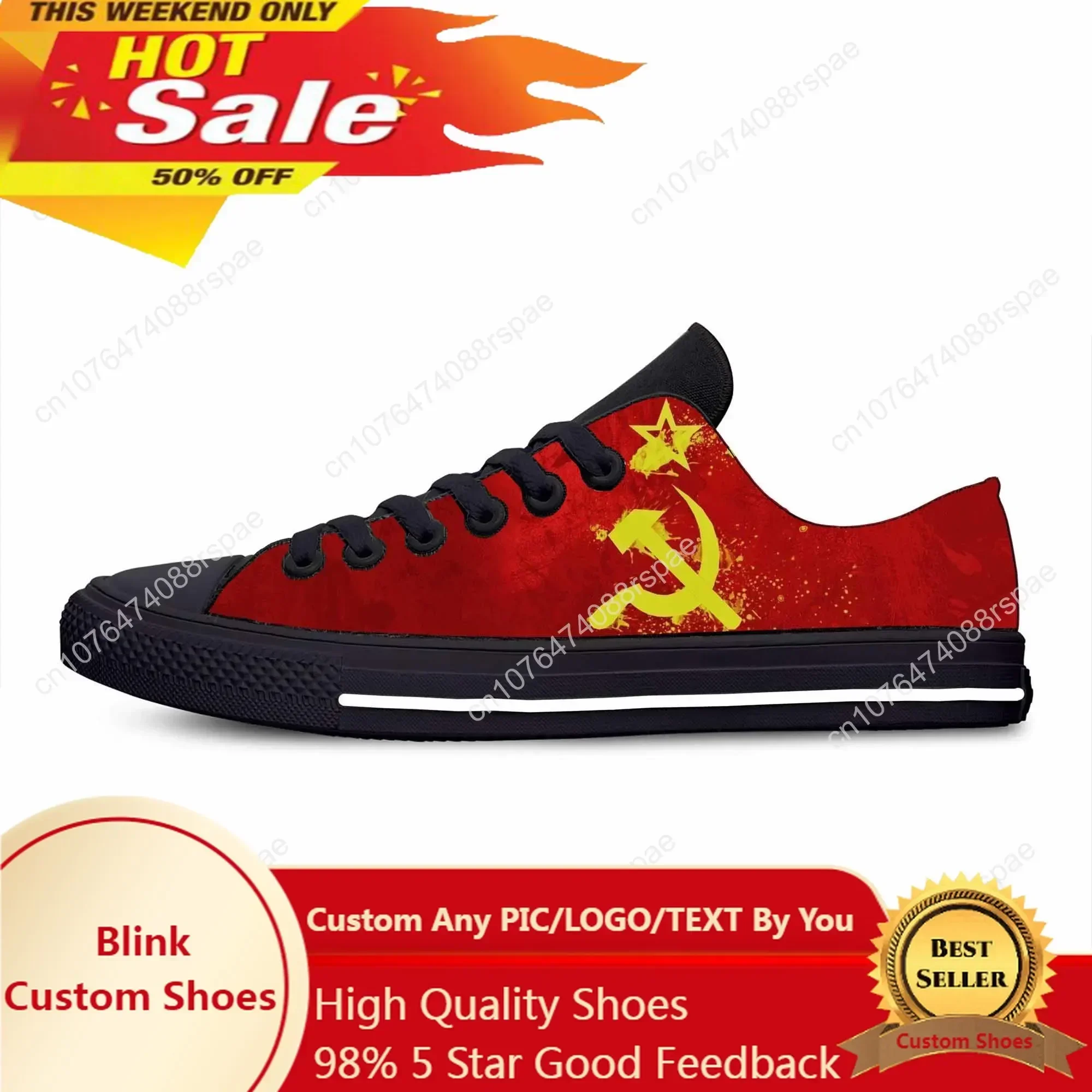 Soviet Union CCCP USSR Flag Russia Hammer Sickle Casual Cloth Shoes Low Top Comfortable Breathable 3D Print Men Women Sneakers
Soviet Union CCCP USSR Flag Russia Hammer Sickle Casual Cloth Shoes Low Top Comfortable Breathable 3D Print Men Women Sneakers