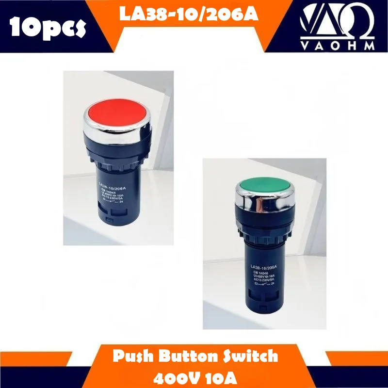 Vaohm 10 шт. La38 серия 22 мм 10A/380V плоский кнопочный переключатель аварийной остановки
Vaohm 10 шт. La38 серия 22 мм 10A/380V плоский кнопочный переключатель аварийной остановки