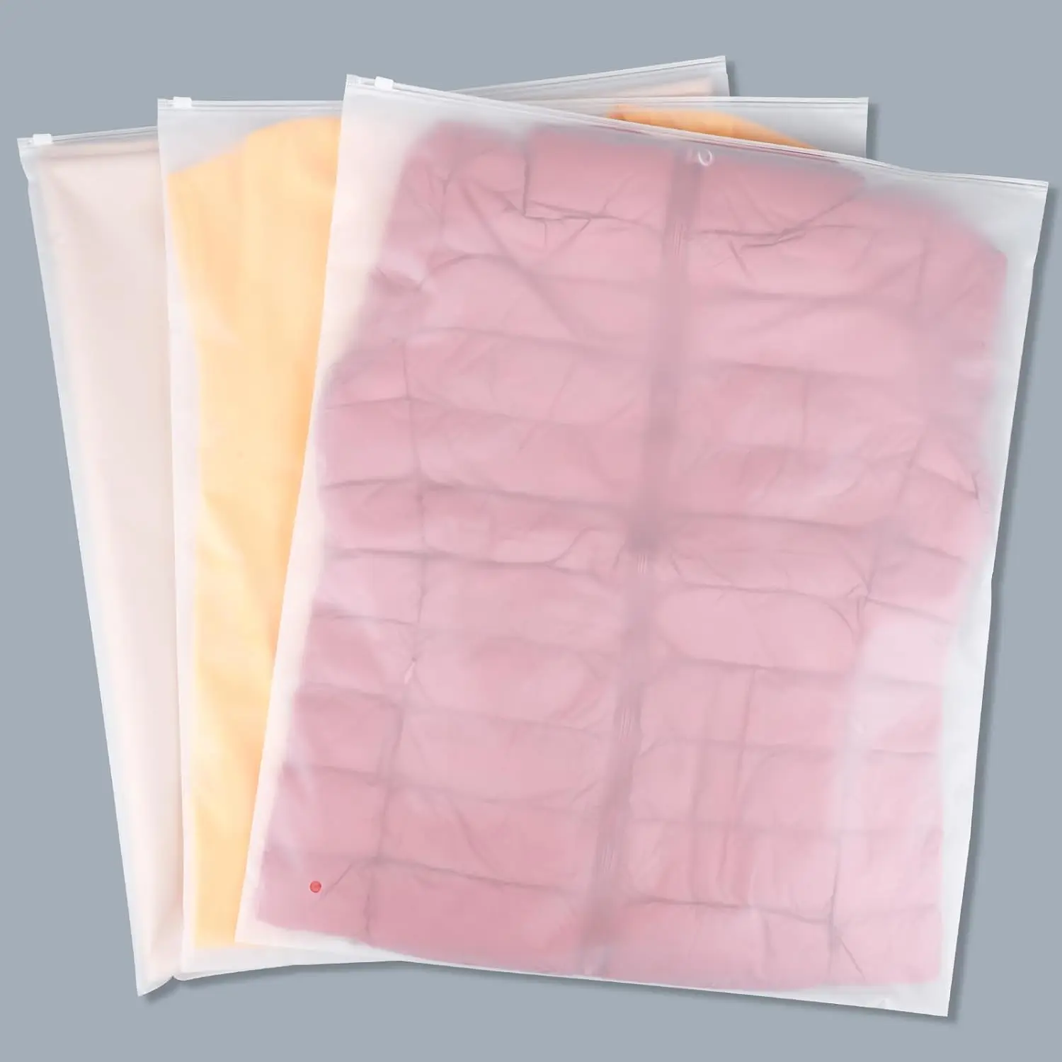 100 Pack 20x24 inch Frosted Zipper Plastic Bags for Clothing Storage and Shipping, 3 Mil
100 Pack 20x24 inch Frosted Zipper Plastic Bags for Clothing Storage and Shipping, 3 Mil
