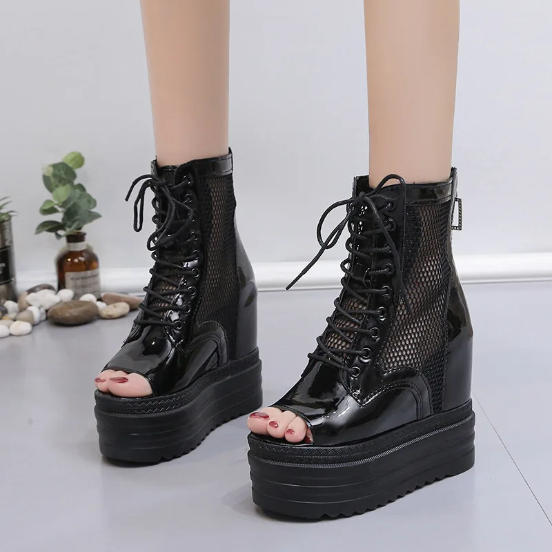 10cm Women Cool Boots 2026 Spring/Summer New Style Platform Cross-tied Mesh Fish-mouth Shoes Muffin Thick-soled High-top Sandals
10cm Women Cool Boots 2026 Spring/Summer New Style Platform Cross-tied Mesh Fish-mouth Shoes Muffin Thick-soled High-top Sandals