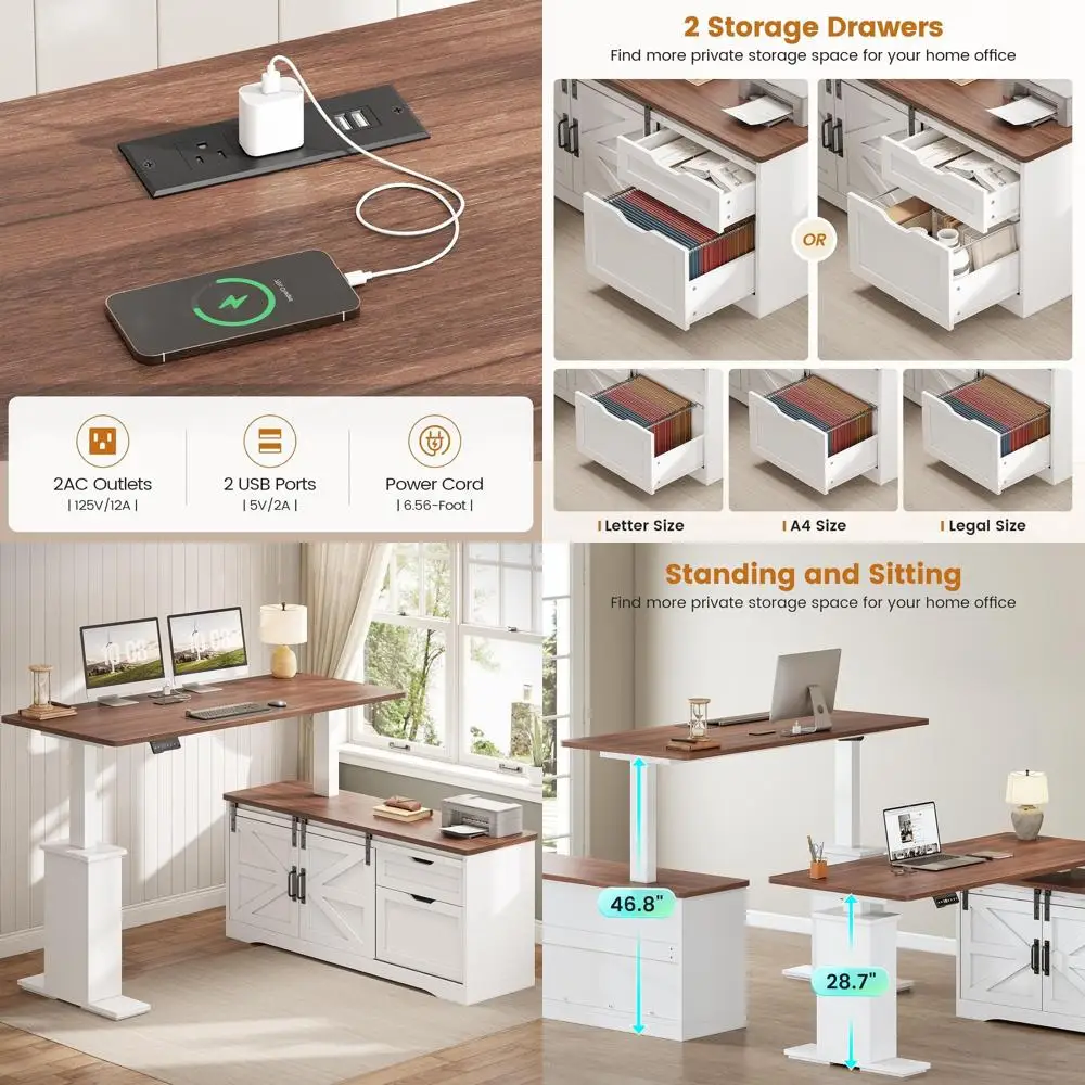L-Shaped 55 Height-Adjustable Standing Desk with Storage and Power Outlets, White for Home Office
L-Shaped 55 Height-Adjustable Standing Desk with Storage and Power Outlets, White for Home Office