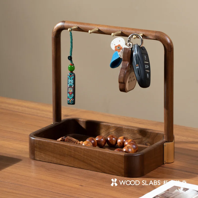 Black walnut solid wood entrance key rack desktop storage tray sundries ornament 
Black walnut solid wood entrance key rack desktop storage tray sundries ornament
