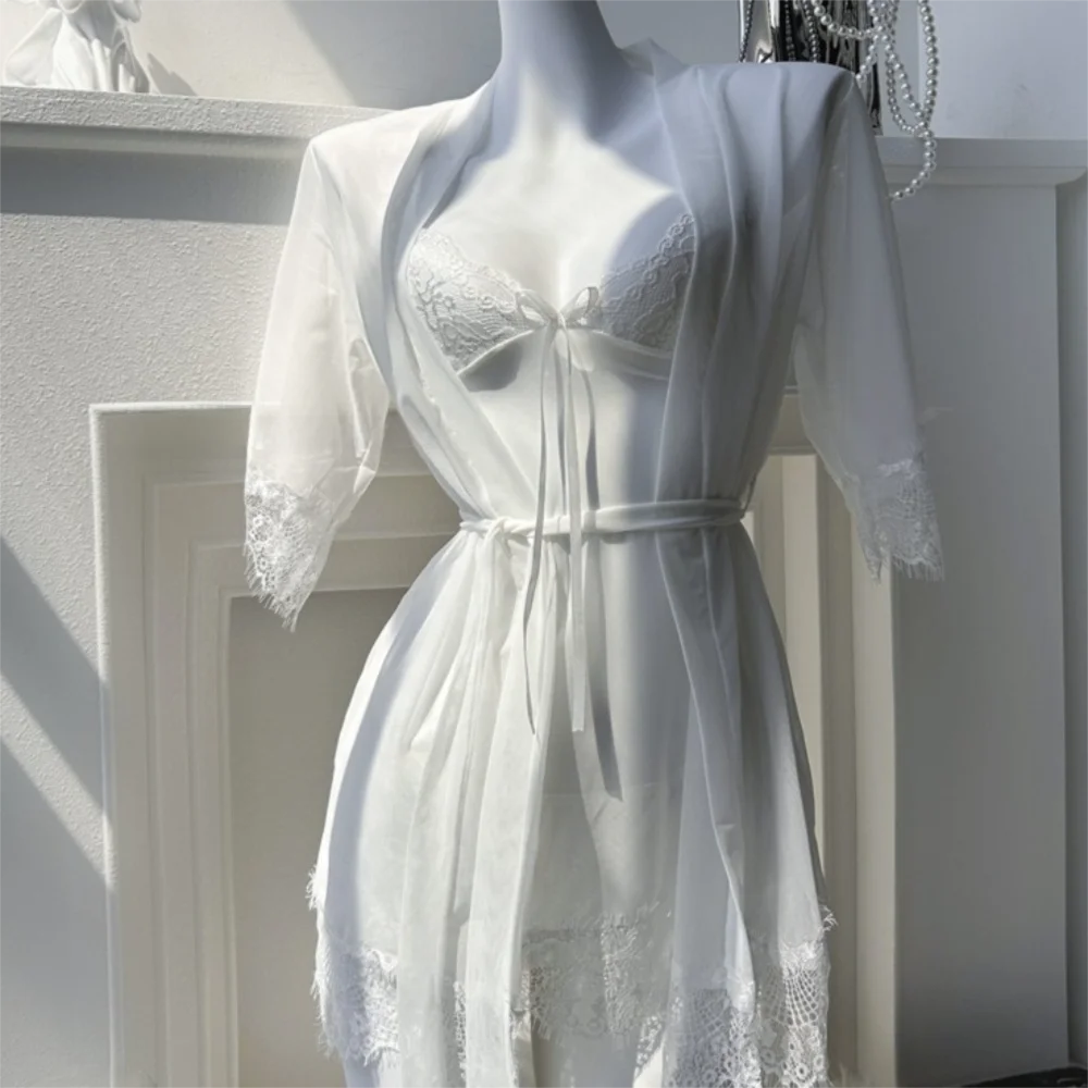 Transparent Lace Suspender Nightdress Deep V Neck Ice Silk Mesh Sling Nightgown Backless Women Lingerie Sleepwear Robe Set Gift
Transparent Lace Suspender Nightdress Deep V Neck Ice Silk Mesh Sling Nightgown Backless Women Lingerie Sleepwear Robe Set Gift