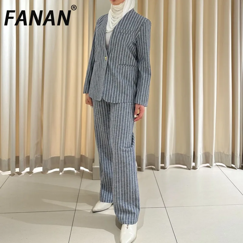 FANAN Vintage Linen 2 Piece Set Women's V Neck Single Button Blazers+high Waist Straight Pants Striped Suits 2025 Summer New
FANAN Vintage Linen 2 Piece Set Women's V Neck Single Button Blazers+high Waist Straight Pants Striped Suits 2025 Summer New