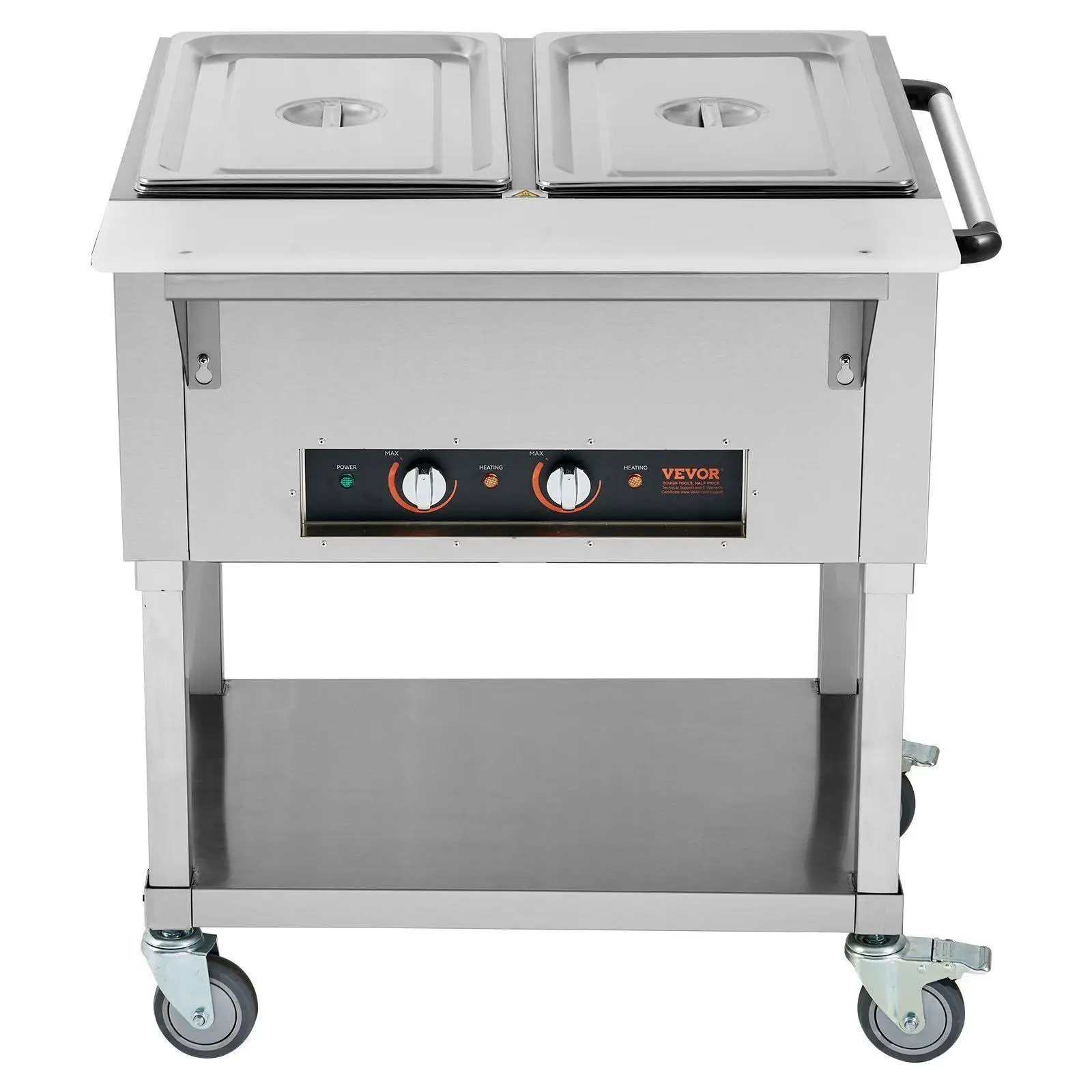 2-Pan Electric Buffer Warmer 2x20.6QT 1000W Stainless Steel Built-in Wheels 2 Lockable for Food Service
2-Pan Electric Buffer Warmer 2x20.6QT 1000W Stainless Steel Built-in Wheels 2 Lockable for Food Service
