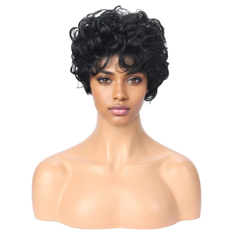 European, American, and African women's short curly synthetic wigs in natural color, fluffy small curls, high-temperature fiber
European, American, and African women's short curly synthetic wigs in natural color, fluffy small curls, high-temperature fiber