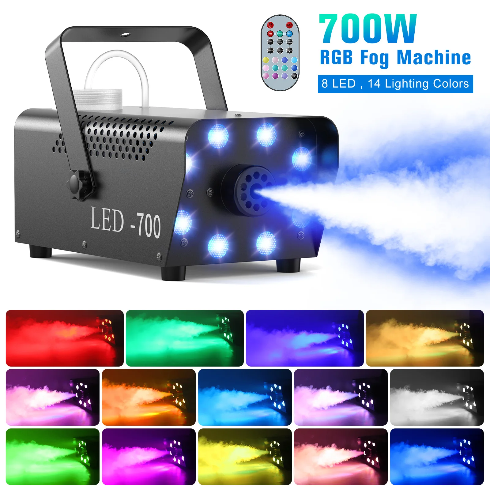Somspot 700 Вт дымовая машина RGB светодиодный красочный туманообразователь с дистанционным управлением сценическая машина для тумана для диско-вечеринки, концерта, свадебного театра
Somspot 700 Вт дымовая машина RGB светодиодный красочный туманообразователь с дистанционным управлением сценическая машина для тумана для диско-вечеринки, концерта, свадебного театра