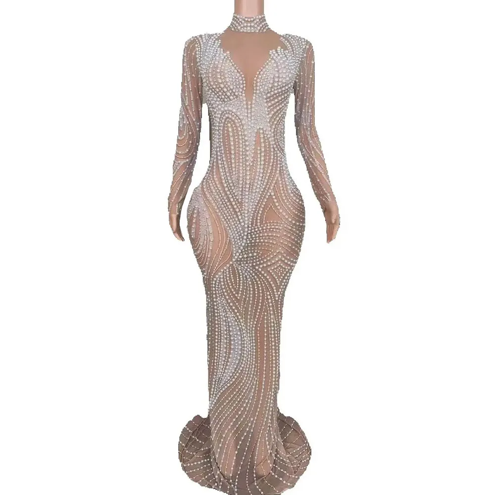 Сексуальное длинное платье с блестящими стразами и жемчугом, женское вечернее платье для выпускного вечера, свадьбы, празднования дня рождения, сценический костюм для фотосессии
Сексуальное длинное платье с блестящими стразами и жемчугом, женское вечернее платье для выпускного вечера, свадьбы, празднования дня рождения, сценический костюм для фотосессии