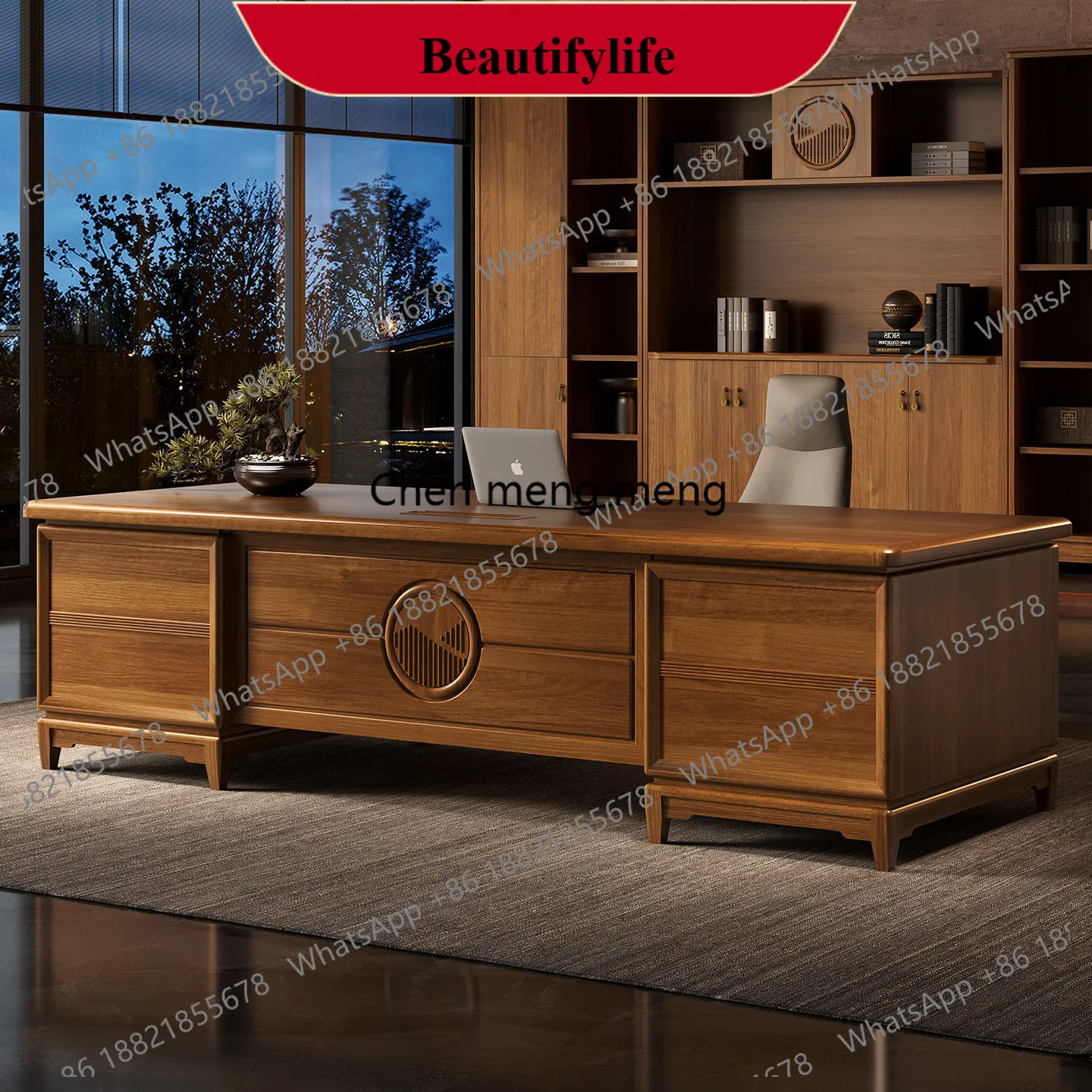 d178 New Chinese large class desk boss desk desk walnut grain solid wood president high-end manager
d178 New Chinese large class desk boss desk desk walnut grain solid wood president high-end manager