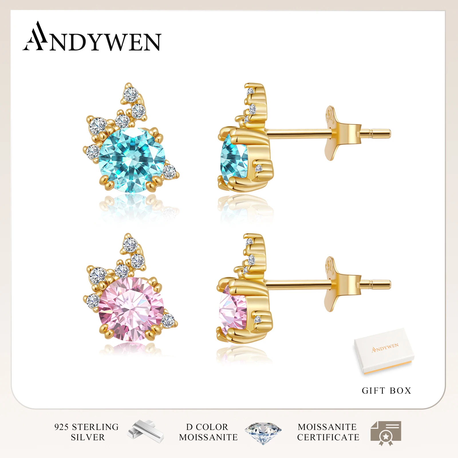 ANDYWEN 925 Silver Pink Aquamarine 0.5CT×2 Moissanite D Color VVS1 Stud Earrings Luxury Fine New Wedding 2026 Jewelry Gift
ANDYWEN 925 Silver Pink Aquamarine 0.5CT×2 Moissanite D Color VVS1 Stud Earrings Luxury Fine New Wedding 2026 Jewelry Gift