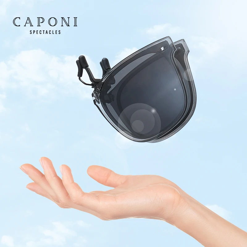 CAPONI Foldable Men's Sunglasses Clip TR-90 Easy Flipped Up Glasses Clip Polarized UV400 Protect Eyes Light Clip On Frame CP1013
CAPONI Foldable Men's Sunglasses Clip TR-90 Easy Flipped Up Glasses Clip Polarized UV400 Protect Eyes Light Clip On Frame CP1013