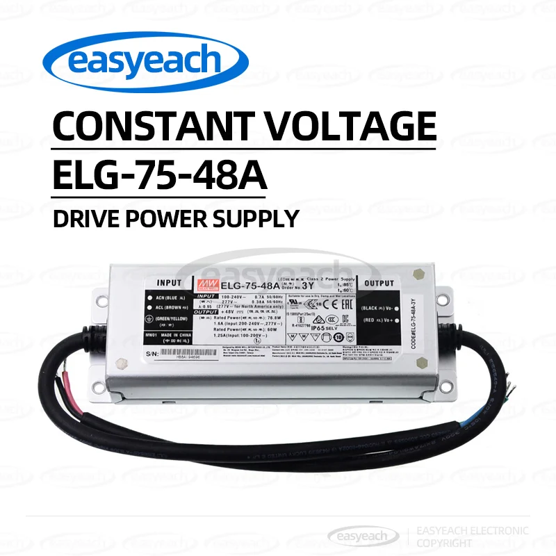 MEAN WELL ELG-75 waterproof LED constant voltage driver 12/24/36/42/48 switching power supply A/B/DA/D2
MEAN WELL ELG-75 waterproof LED constant voltage driver 12/24/36/42/48 switching power supply A/B/DA/D2