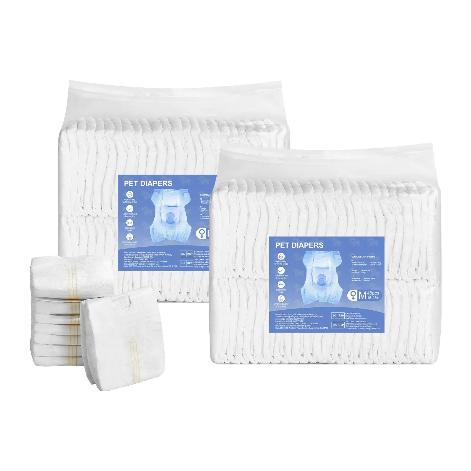 Pet Diapers for Female Dogs M 96 Pcs, Super Absorbent, 38.1-58.42 cm, Breathable, Wetness Indicator, Easy Adjust
Pet Diapers for Female Dogs M 96 Pcs, Super Absorbent, 38.1-58.42 cm, Breathable, Wetness Indicator, Easy Adjust