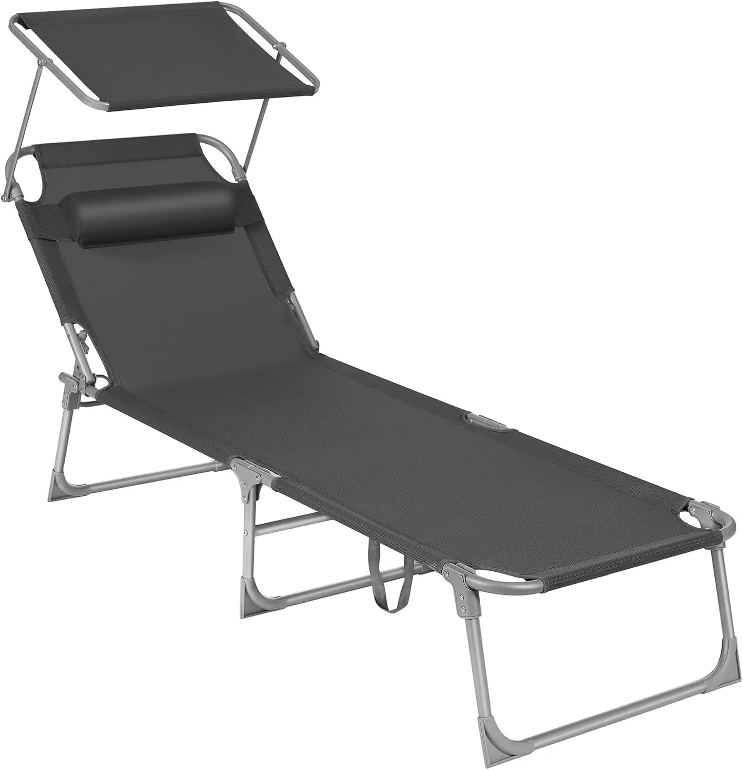 Folding Patio Chaise Lounge Chair with Canopy, Adjustable Backrest, Holds 330 lbs, Dark Gray
Folding Patio Chaise Lounge Chair with Canopy, Adjustable Backrest, Holds 330 lbs, Dark Gray