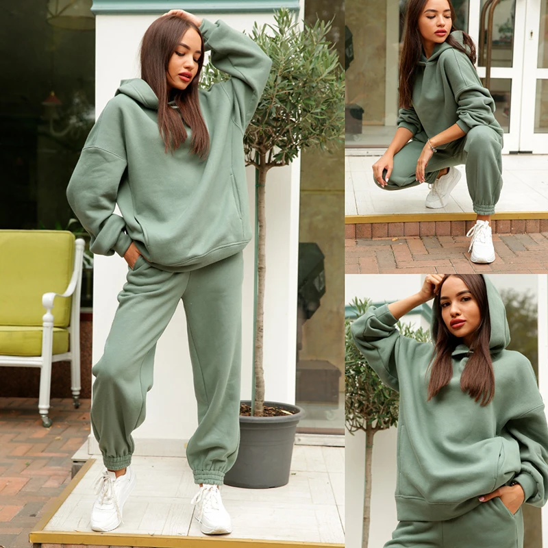 Casual Sportswear Suit Women Solid Color Warm Hoodies Loose Pants Sets Fall Winter Sports Pullovers Trousers 2 Piece Set 2023
Casual Sportswear Suit Women Solid Color Warm Hoodies Loose Pants Sets Fall Winter Sports Pullovers Trousers 2 Piece Set 2023