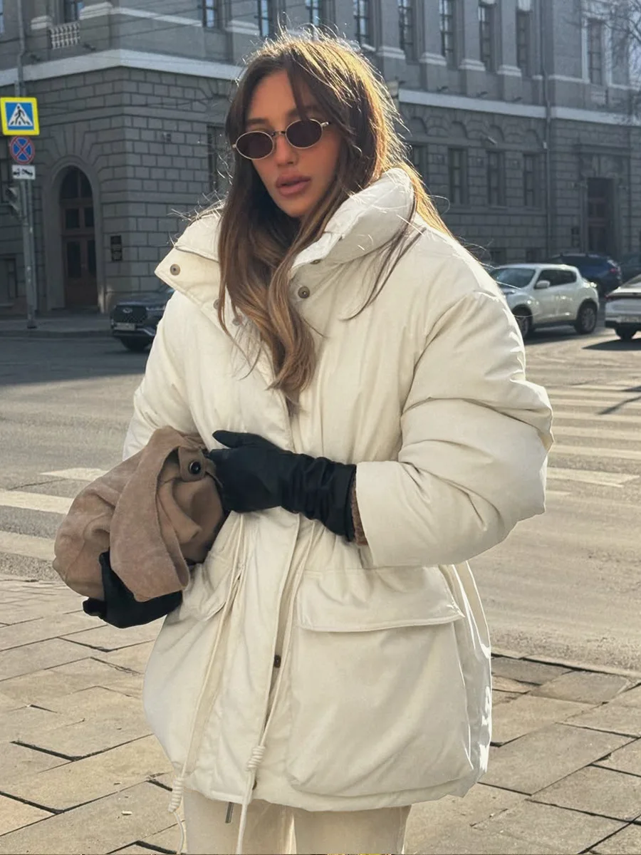 Leisure Women's Drawstring Waist Cotton Jacket Warm And Flattering Solid Pocket Stand-Up Collar Long Sleeves Cotton Jacket
Leisure Women's Drawstring Waist Cotton Jacket Warm And Flattering Solid Pocket Stand-Up Collar Long Sleeves Cotton Jacket