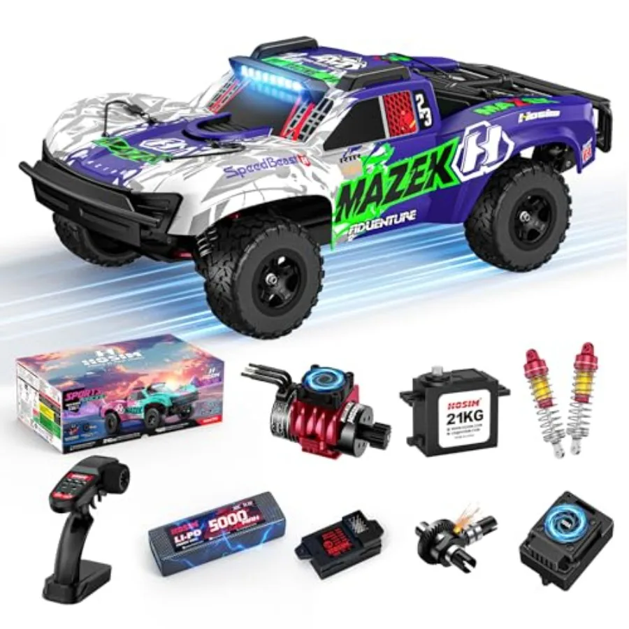 Fast RC Cars for Adults Brushless 1/10 Scale, MAZEK 4WD Off-Road Electric All Terrain Hobby Monster Truck with 3S 5000mAh Batte
Fast RC Cars for Adults Brushless 1/10 Scale, MAZEK 4WD Off-Road Electric All Terrain Hobby Monster Truck with 3S 5000mAh Batte