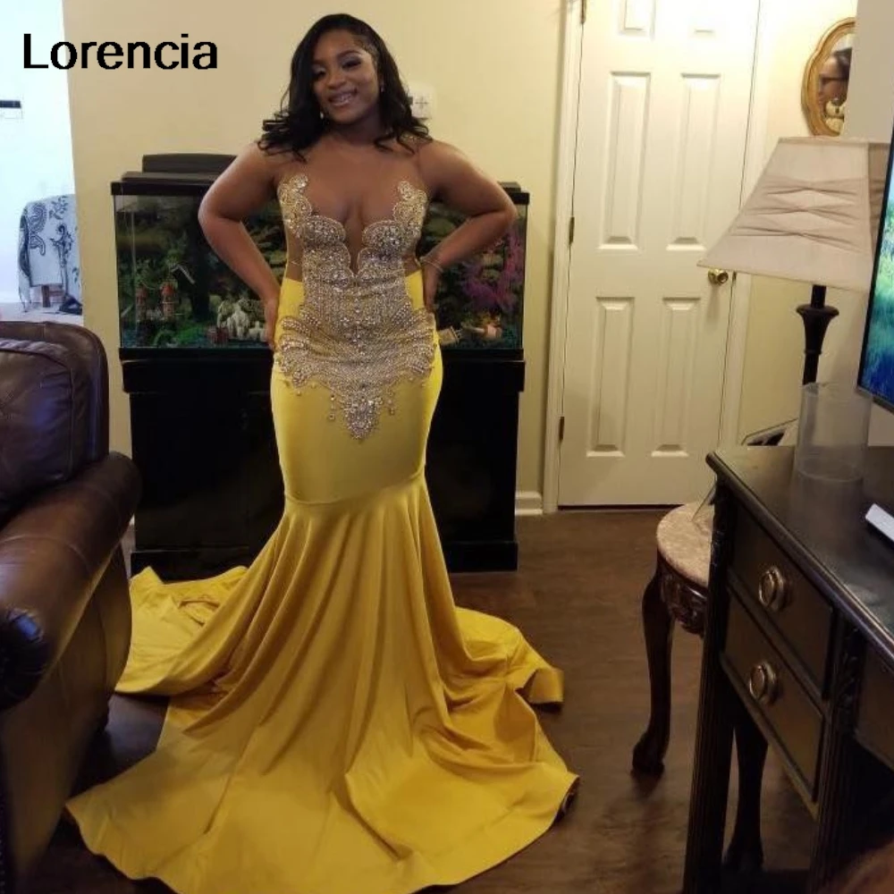 Customized Yellow Mermaid Prom Dress For Black Girls Silver Diamond Beaded Formal Evening Dress Spaecial Party Gown YPD179
Customized Yellow Mermaid Prom Dress For Black Girls Silver Diamond Beaded Formal Evening Dress Spaecial Party Gown YPD179