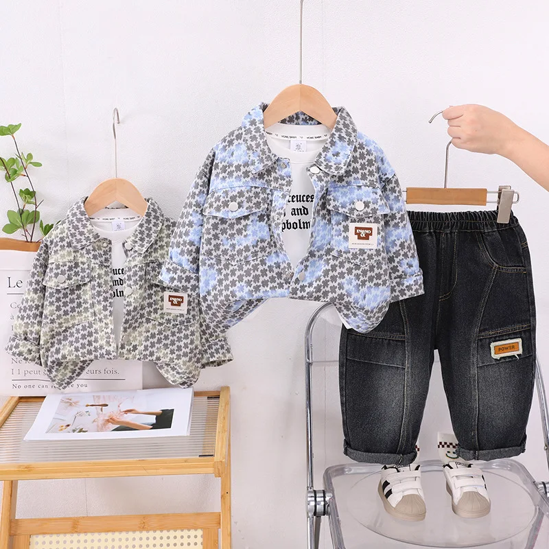 Boys' Spring Fashion Fashionable Children's Clothing Little Bear Cowboy Three Piece Set Baby Spring Children's Clothing
Boys' Spring Fashion Fashionable Children's Clothing Little Bear Cowboy Three Piece Set Baby Spring Children's Clothing