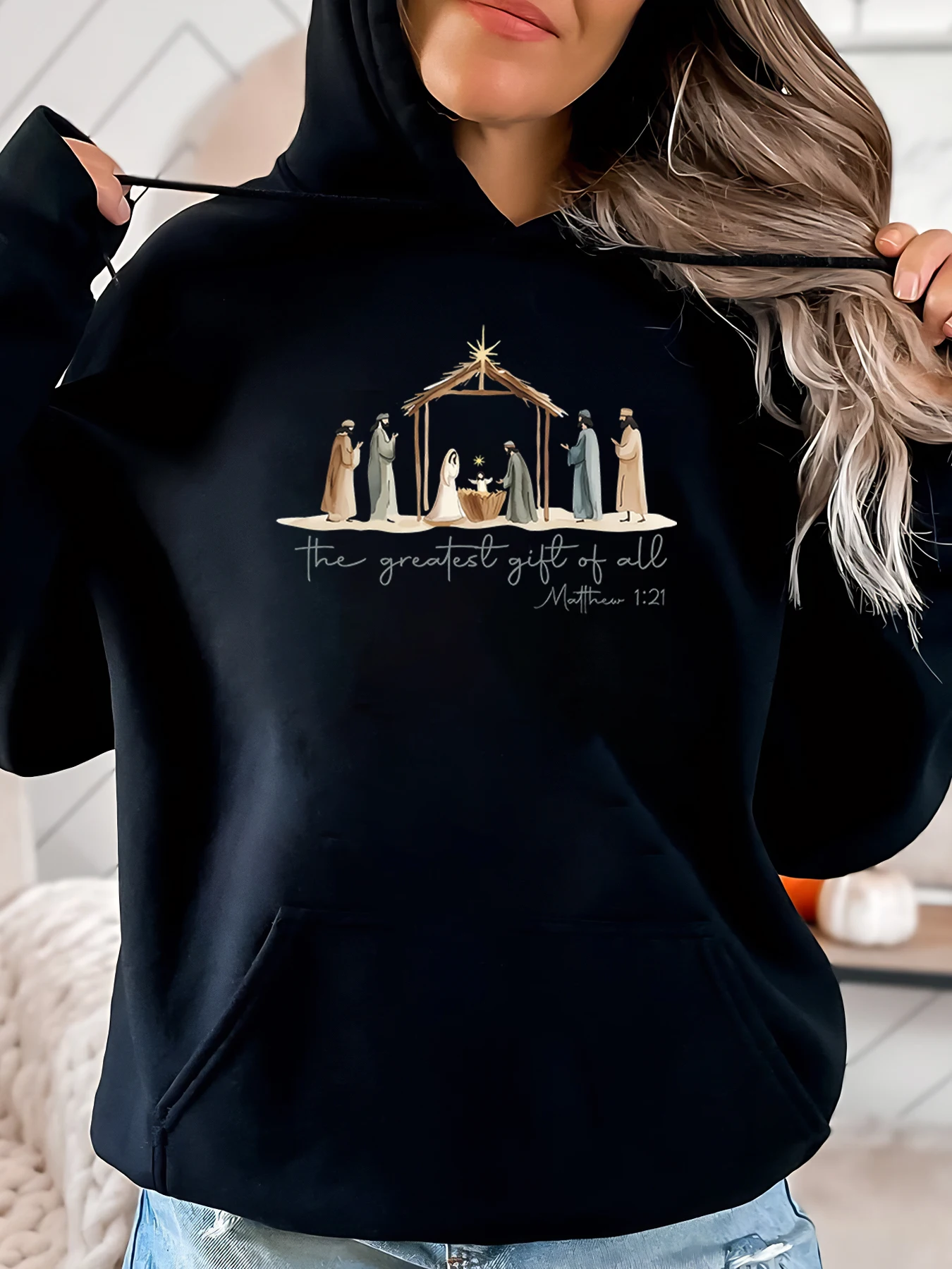 Рождественская сцена, самый большой подарок всех Мэтью 121, рождественская толстовка с капюшоном, женская повседневная одежда, черный размер больших размеров
Рождественская сцена, самый большой подарок всех Мэтью 121, рождественская толстовка с капюшоном, женская повседневная одежда, черный размер больших размеров