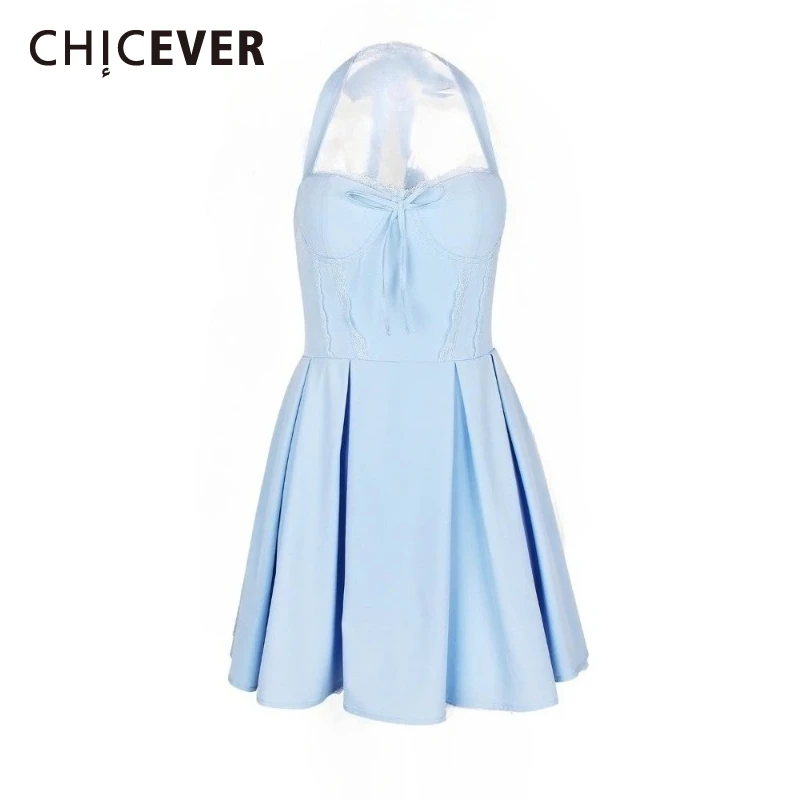 CHICEVER однотонное сексуальное лоскутное кружевное платье трапециевидной формы для женщин, короткое платье без рукавов с высокой талией и открытой спиной, женская одежда
CHICEVER однотонное сексуальное лоскутное кружевное платье трапециевидной формы для женщин, короткое платье без рукавов с высокой талией и открытой спиной, женская одежда