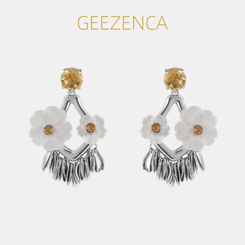 GEEZENCA White Crystal Citrine Flower 925 Sterling Silver Tassel Dangle Earrings For Women Luxury Elegant Chic Earring 2024 Gift
GEEZENCA White Crystal Citrine Flower 925 Sterling Silver Tassel Dangle Earrings For Women Luxury Elegant Chic Earring 2024 Gift
