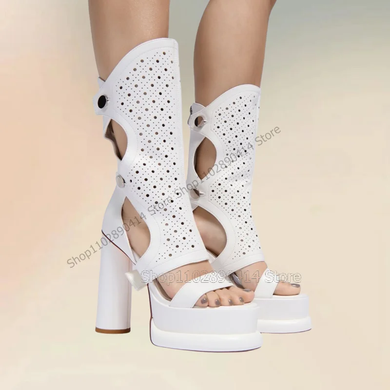 White Hollow Design Open Toe Platform Sandals Boots Back Zipper Women Shoes Chunky High Heels Fashion 2023 Zapatos Para Mujere
White Hollow Design Open Toe Platform Sandals Boots Back Zipper Women Shoes Chunky High Heels Fashion 2023 Zapatos Para Mujere