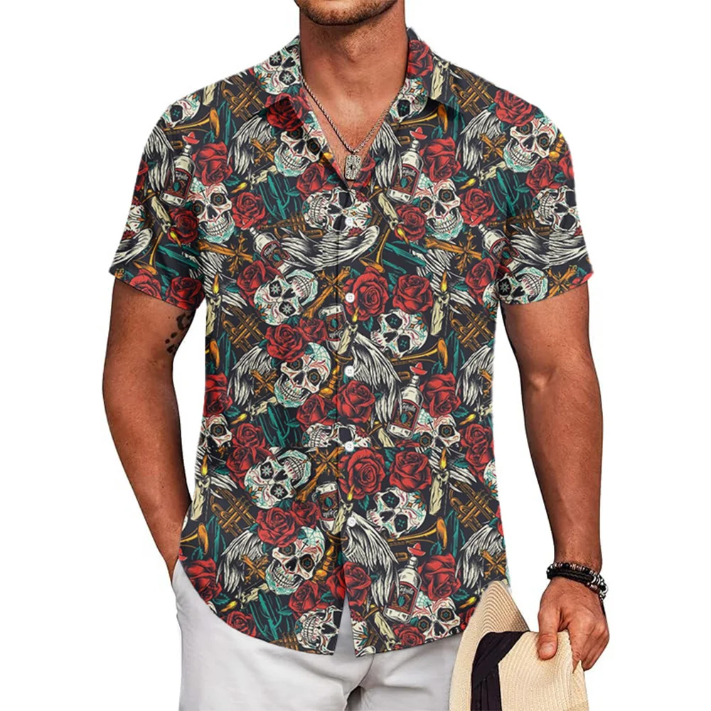 Vintage Skeleton with Rose Button Down Shirt Loose Casual Short Sleeve Unisex Streetwear SKULL Graphic 3D Printing Shirts Men
Vintage Skeleton with Rose Button Down Shirt Loose Casual Short Sleeve Unisex Streetwear SKULL Graphic 3D Printing Shirts Men