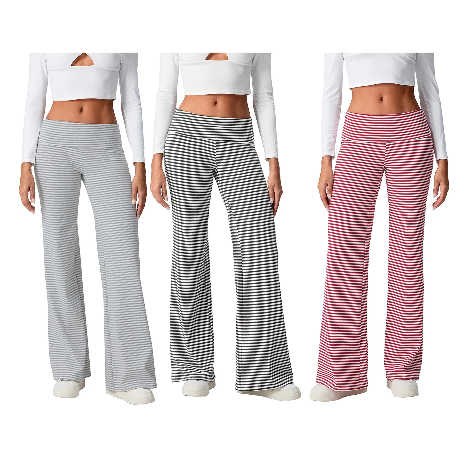 Women Elastic Wide Leg Pants Casual Cute Striped Print Folded Waist Trousers for Work Office Streetwear
Women Elastic Wide Leg Pants Casual Cute Striped Print Folded Waist Trousers for Work Office Streetwear